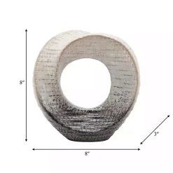 New Ivory and Gray Ceramic Ring Sculpture Statues & Figurines