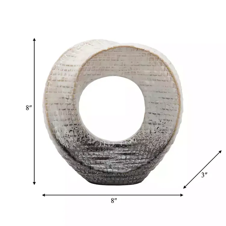 New Ivory and Gray Ceramic Ring Sculpture Statues & Figurines