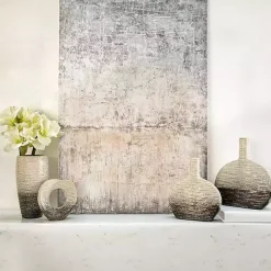 New Ivory and Gray Ceramic Ring Sculpture Statues & Figurines