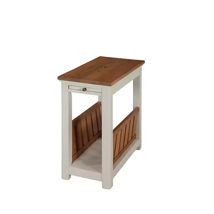 Kirklands Home Accent & End Tables|Ivory and Natural Wood Magazine Shelf Accent Table