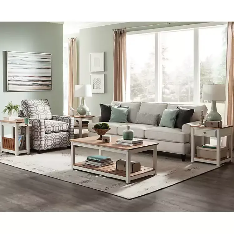 Kirklands Home Accent & End Tables|Ivory and Natural Wood Magazine Shelf Accent Table