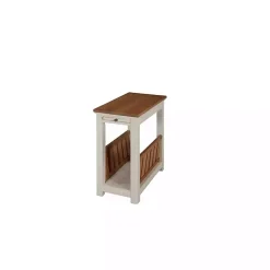 Kirklands Home Accent & End Tables|Ivory and Natural Wood Magazine Shelf Accent Table