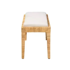 Kirklands Home Benches & Ottomans|and Natural Woven Rattan Bench Ivory