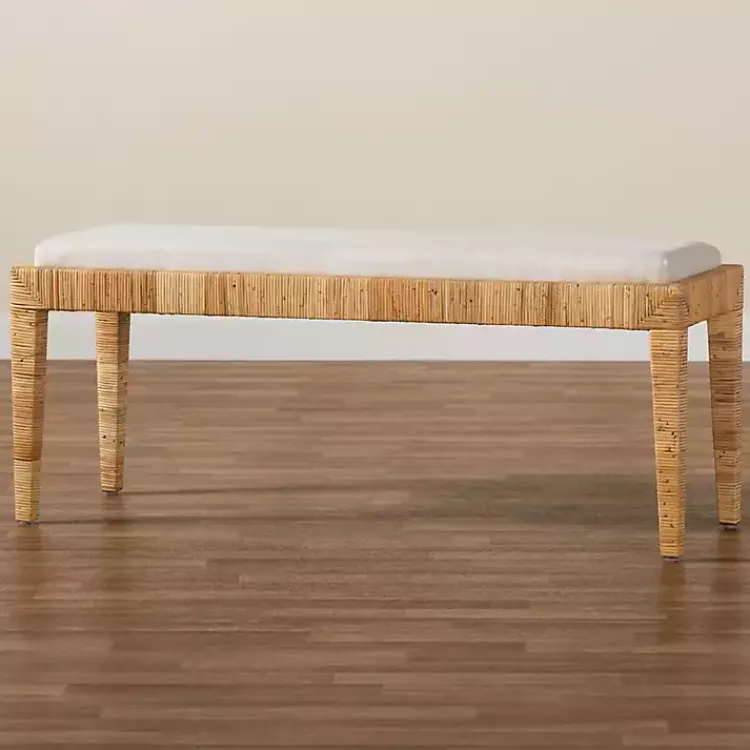 Kirklands Home Benches & Ottomans|and Natural Woven Rattan Bench Ivory