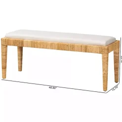 Kirklands Home Benches & Ottomans|and Natural Woven Rattan Bench Ivory