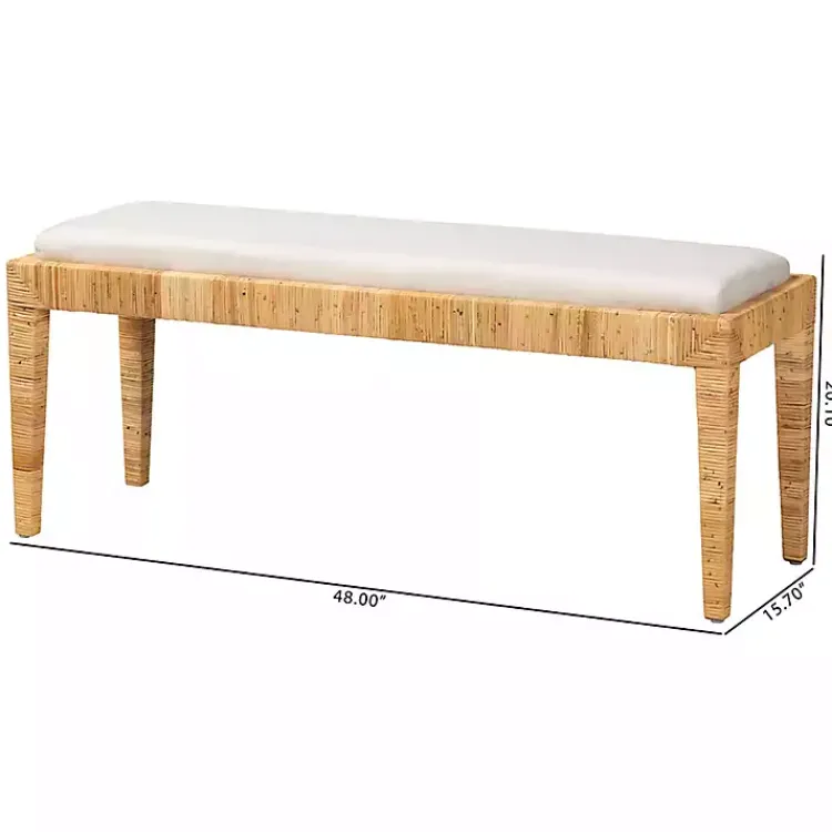 Kirklands Home Benches & Ottomans|and Natural Woven Rattan Bench Ivory