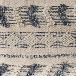 Outlet Ivory and Navy Textured Stripe Pouf Poufs & Floor Cushions