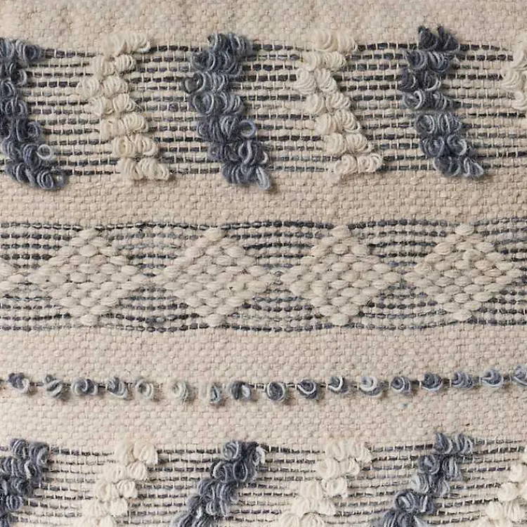 Outlet Ivory and Navy Textured Stripe Pouf Poufs & Floor Cushions