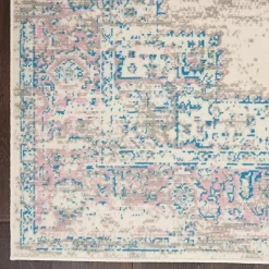 Kirklands Home Area Rugs|Ivory and Pink Central Medallion Area Rug, 5x7