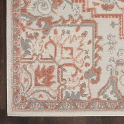 Kirklands Home Area Rugs|Ivory and Rose Floral Medallion Area Rug, 5x7