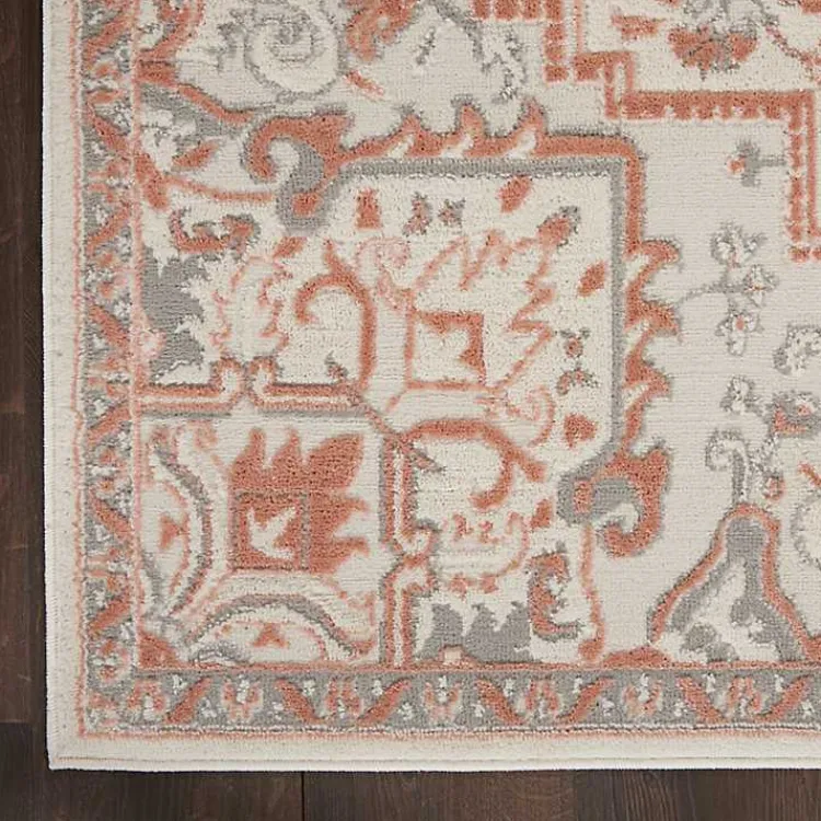 Kirklands Home Area Rugs|Ivory and Rose Floral Medallion Area Rug, 5x7