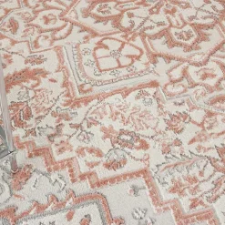 Kirklands Home Area Rugs|Ivory and Rose Floral Medallion Area Rug, 5x7