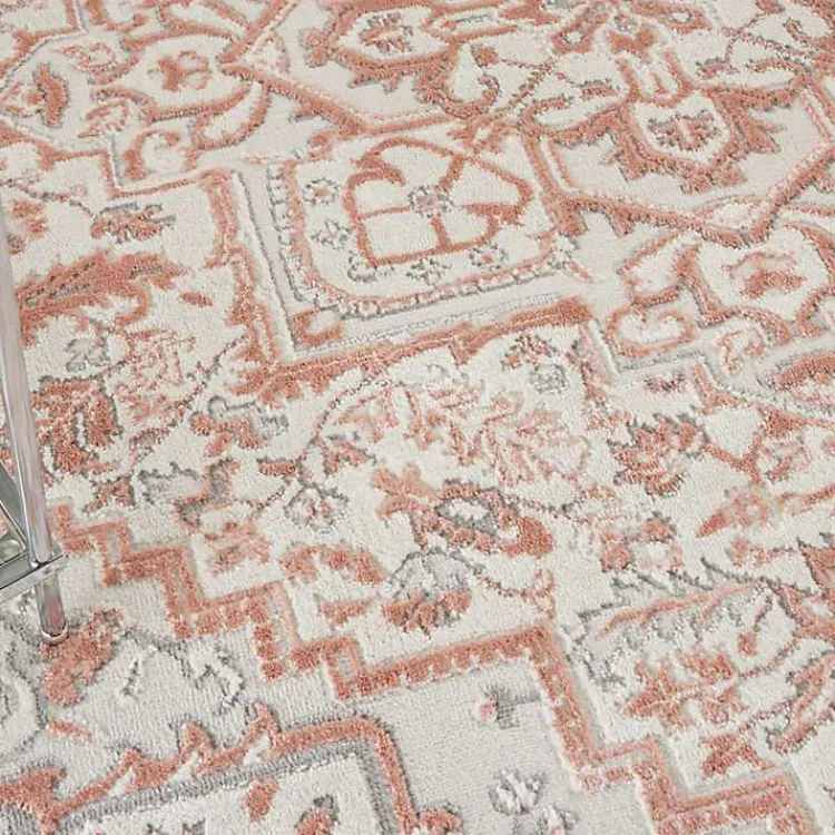 Kirklands Home Area Rugs|Ivory and Rose Floral Medallion Area Rug, 5x7