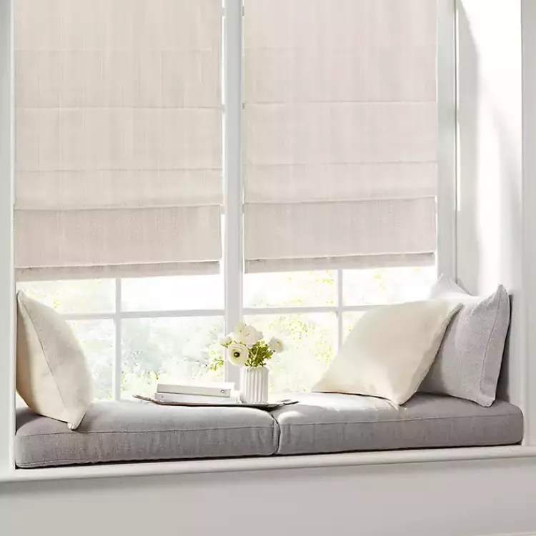 Kirklands Home Curtains & Drapes|Basketweave Cordless Roman Shade, 31 in. Ivory