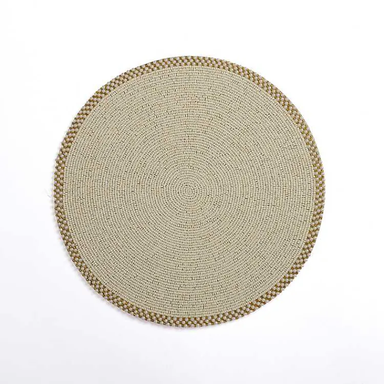 Kirklands Home Table Linens|Beaded Christmas Placemat Ivory