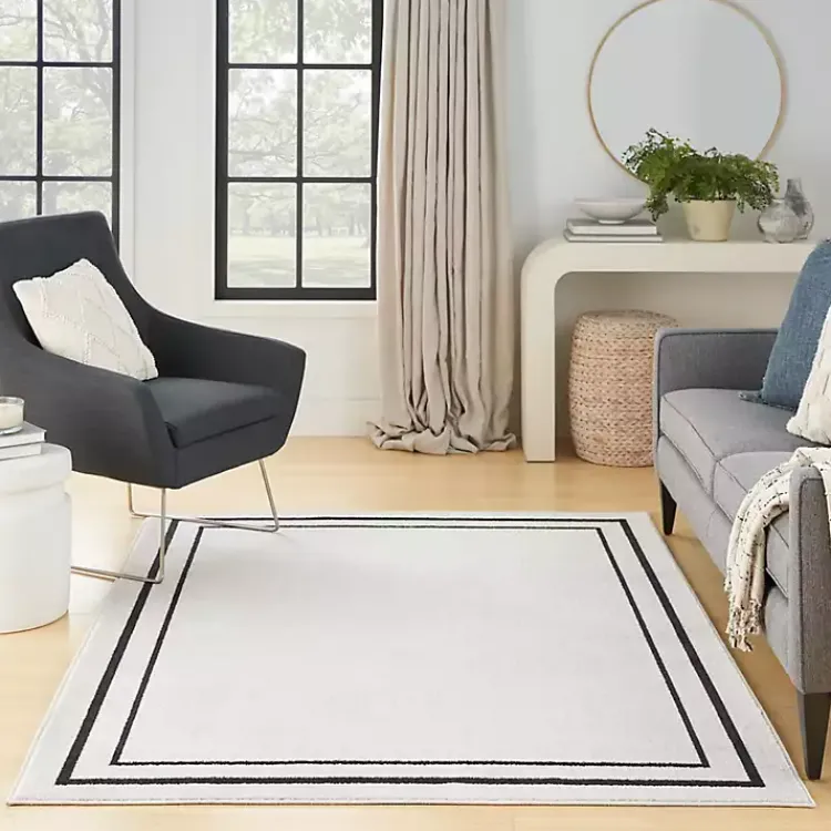 Kirklands Home Outdoor Rugs|Bordered Indoor/Outdoor Area Rug, 6x9 Ivory