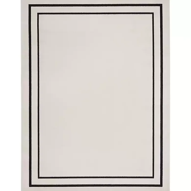 Kirklands Home Outdoor Rugs|Bordered Indoor/Outdoor Area Rug, 8x10 Ivory