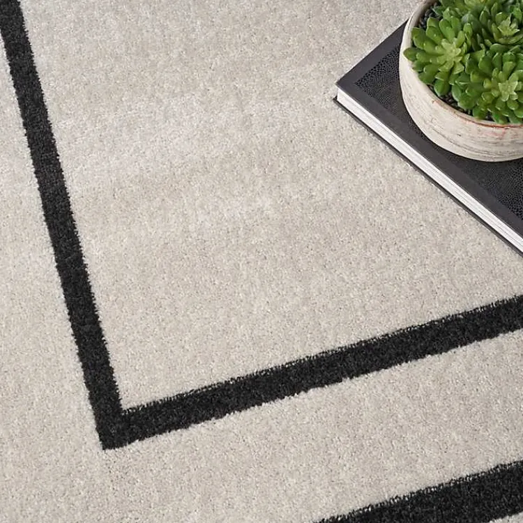 Kirklands Home Outdoor Rugs|Bordered Indoor/Outdoor Area Rug, 8x10 Ivory