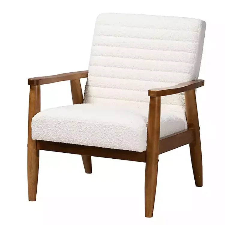 Kirklands Home Accent Chairs|Boucle & Wood Frame Accent Chair Ivory