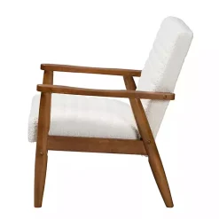 Kirklands Home Accent Chairs|Boucle & Wood Frame Accent Chair Ivory