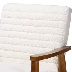 Kirklands Home Accent Chairs|Boucle & Wood Frame Accent Chair Ivory