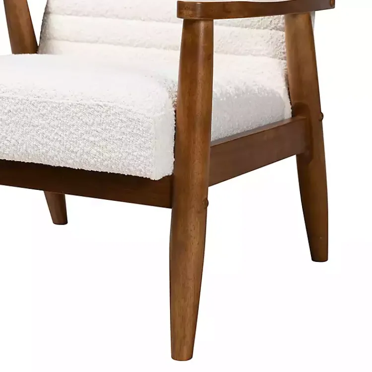 Kirklands Home Accent Chairs|Boucle & Wood Frame Accent Chair Ivory