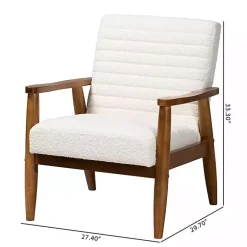 Kirklands Home Accent Chairs|Boucle & Wood Frame Accent Chair Ivory