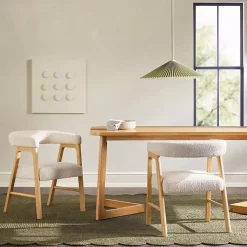 Kirklands Home Dining Chairs|Boucle Curved Ezra Dining Chairs, Set of 2 Ivory