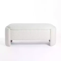 Kirklands Home Benches & Ottomans|Boucle Storage Bench Ivory