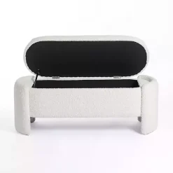 Kirklands Home Benches & Ottomans|Boucle Storage Bench Ivory