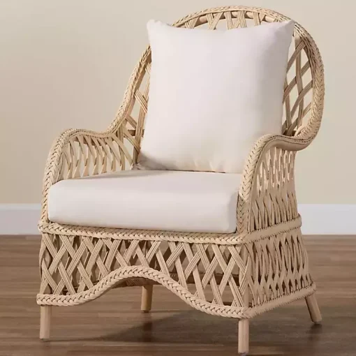 Kirklands Home Accent Chairs|Braided Rattan Accent Chair Ivory