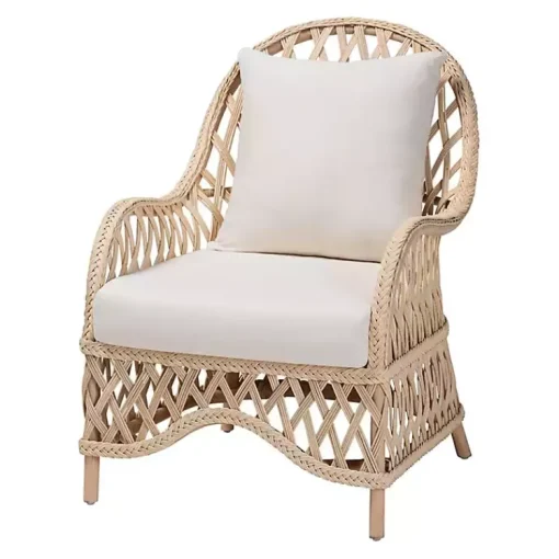 Kirklands Home Accent Chairs|Braided Rattan Accent Chair Ivory