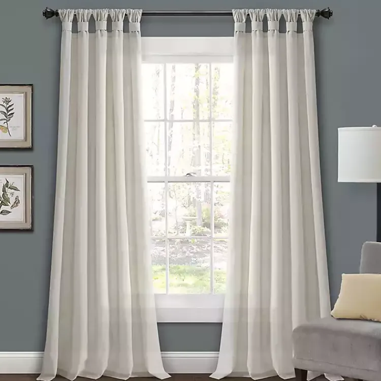 Kirklands Home Curtains & Drapes|Burlap Knotted Curtain Panel Set, 108 in. Ivory