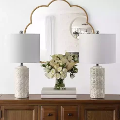 Kirklands Home Table Lamps|Ceramic Motif Table Lamps, Set of 2 Ivory