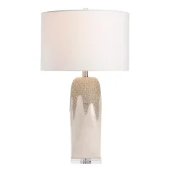 Kirklands Home Table Lamps|Ivory Ceramic Textured Base Table Lamp White
