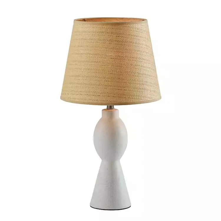 Kirklands Home Table Lamps|Ivory Ceramic Woven Rat Shade Table Lamp Tan