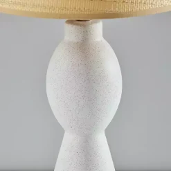 Kirklands Home Table Lamps|Ivory Ceramic Woven Rat Shade Table Lamp Tan