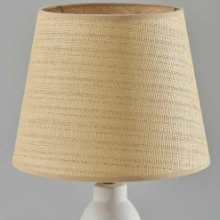 Kirklands Home Table Lamps|Ivory Ceramic Woven Rat Shade Table Lamp Tan