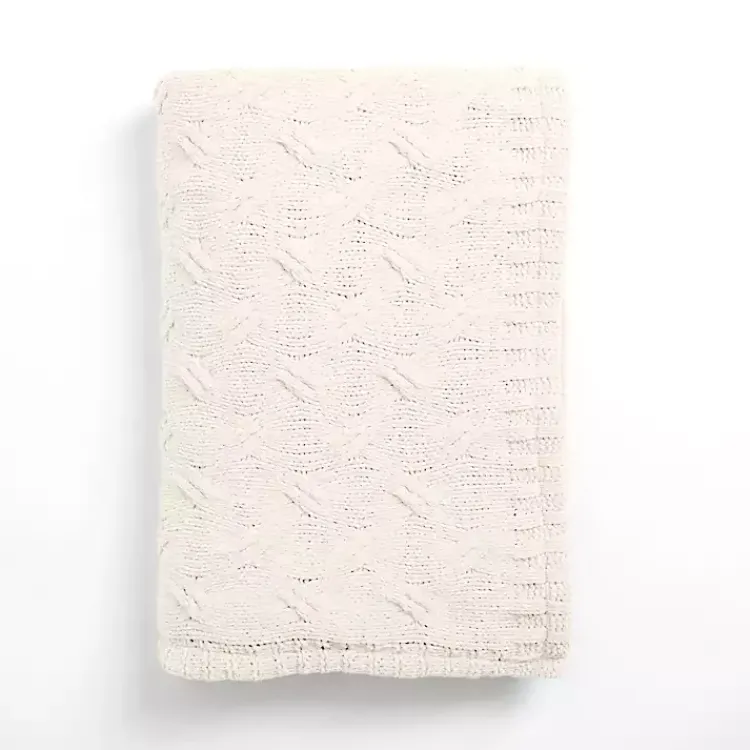 Chenille Cable Knit Throw Blankets & Throws