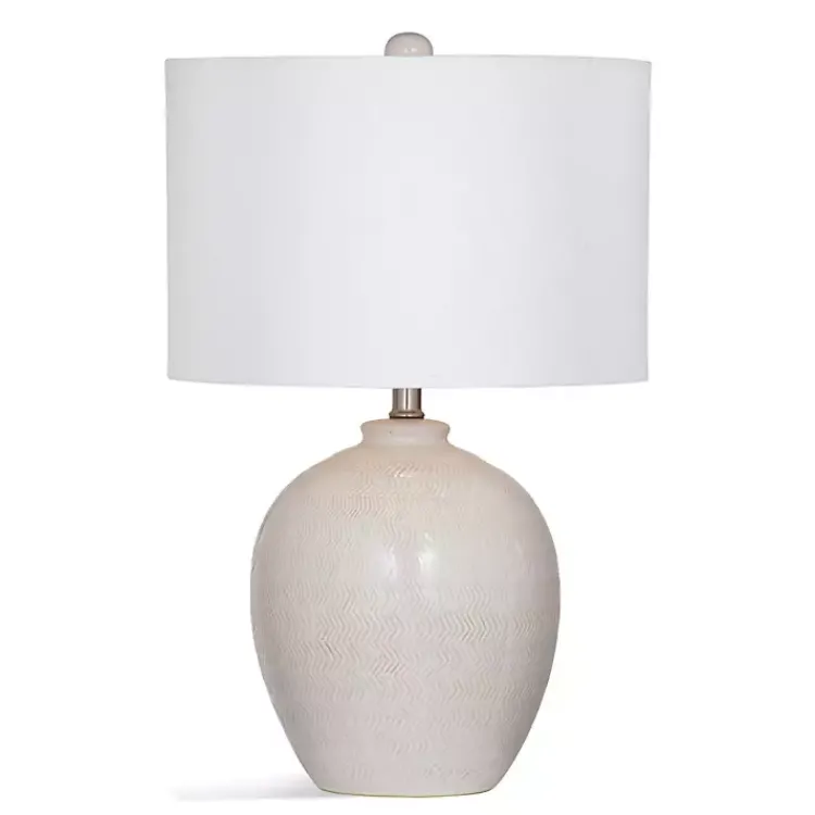 Kirklands Home Table Lamps|Ivory Chevron Ceramic Table Lamp White