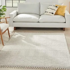 Kirklands Home Area Rugs|Chevron Diamond Tasseled Area Rug, 5x7 Ivory