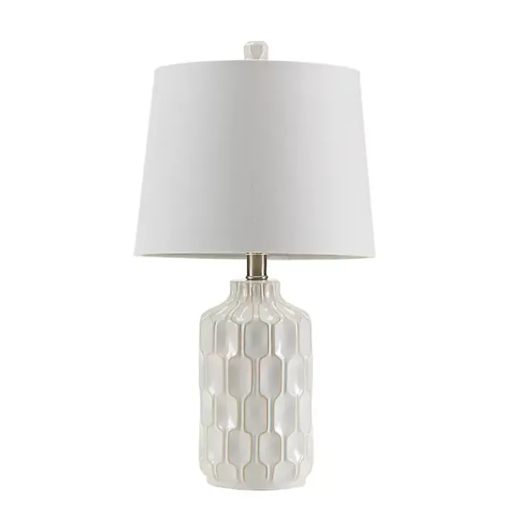 Kirklands Home Table Lamps|Ivory Contour Ceramic Table Lamp White