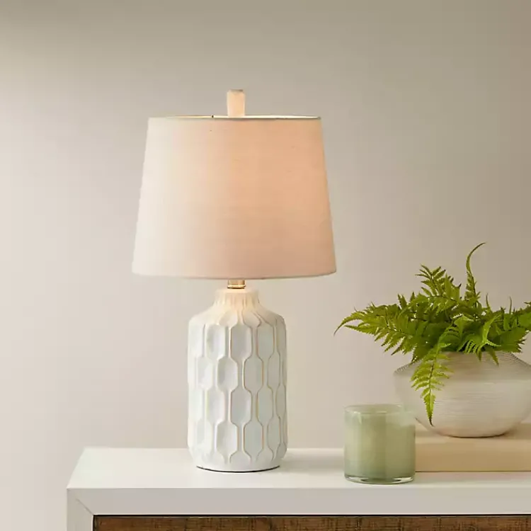 Kirklands Home Table Lamps|Ivory Contour Ceramic Table Lamp White