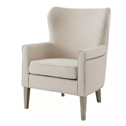 Kirklands Home Accent Chairs|Curved Wingback Accent Chair Ivory