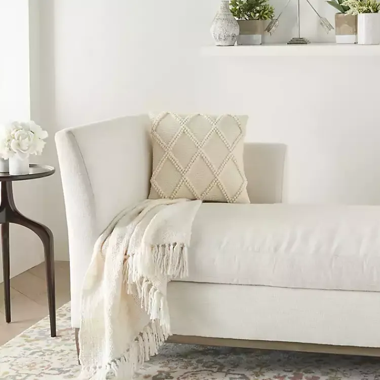 Clearance Ivory Diamond Lattice Throw Pillow Pillows