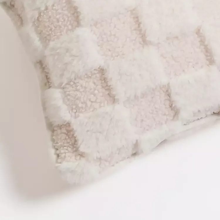 Online Faux Fur Checkerboard Lumbar Pillow Pillows