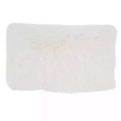 Clearance Ivory Faux Fur Fluffy Lumbar Throw Pillow Pillows