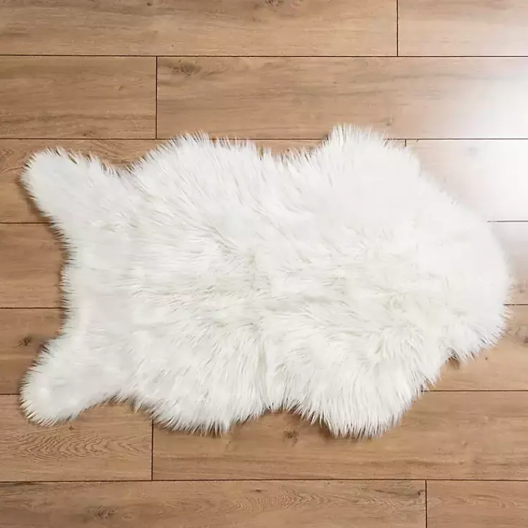 Kirklands Home Accent Rugs|Faux Fur Scatter Rug Ivory