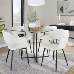 Kirklands Home Dining Chairs|Faux Leather Marge Dining Chairs, Set of 2 Ivory