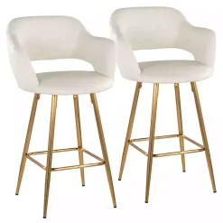 Kirklands Home Bar Stools & Counter Height Stools|Faux Leather Marge Counter Stools, Set of 2 Ivory